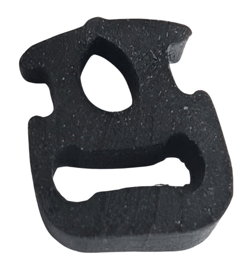 Black rubber grommet on a white background